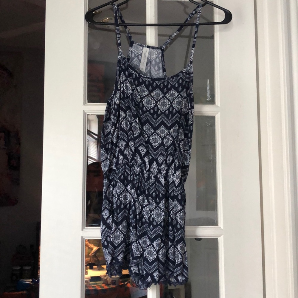 Navy Blue Printed Romper
